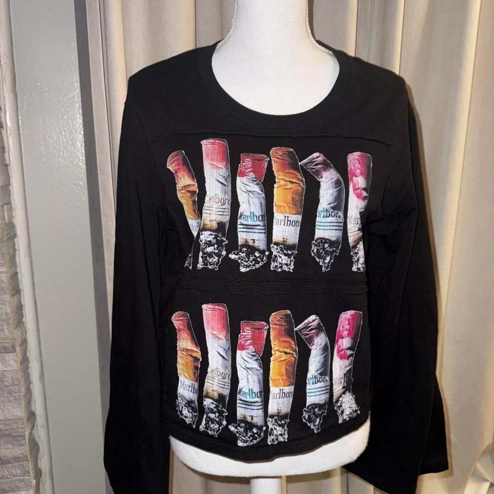 Unbranded Grunge Cigarette Graphic Long Sleeve Size S Black